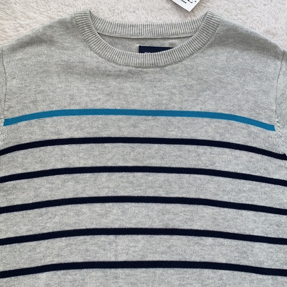NWT Children’s Place Gray and Blue Striped Crewneck Sweater 7/8 - Picture 2 of 8
